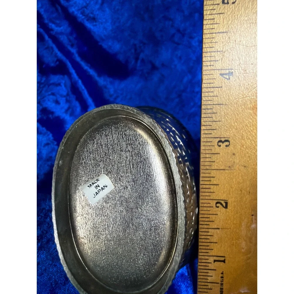 Vintage Silver Plated Miniature Basket Woven Trinket Dish Made in Japan 4 Inch‎